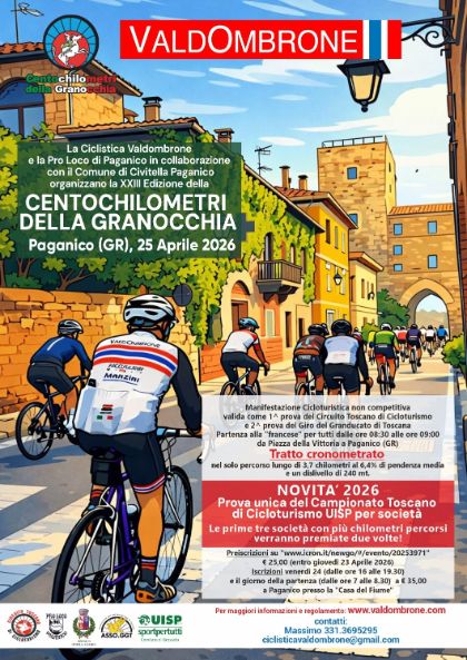 Civitella Paganico, torna la Centochilometri della Granocchia: il 25 aprile la cicloturistica tra Val di Farma e Ombrone